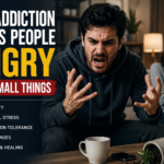 Person becoming angry over small things during addiction and emotional stress