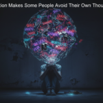Person trying to avoid their own thoughts during addiction