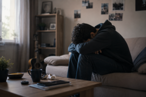 Individual emotionally withdrawing during addiction-related behavioral changes