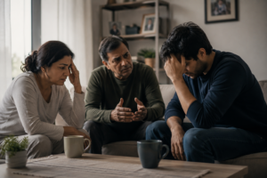 Family emotionally struggling with addiction-related behavioral changes