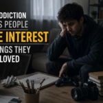 Person losing interest in hobbies and daily life during addiction