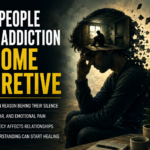 Person struggling with hidden addiction while becoming emotionally withdrawn and secretive