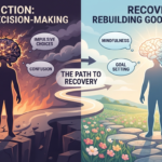 Person in addiction recovery thoughtfully making healthy life decisions with guidance from a counselor.