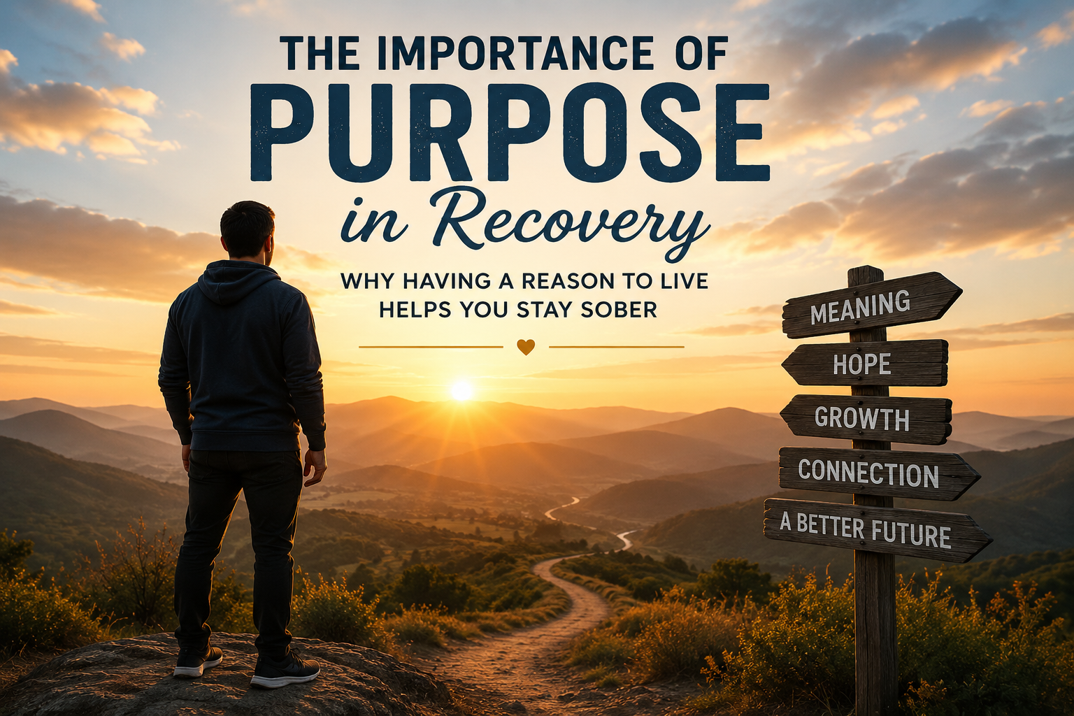 Person looking toward the sunrise, symbolizing hope, purpose, and long-term addiction recovery.
