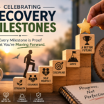 Person celebrating a meaningful milestone in addiction recovery