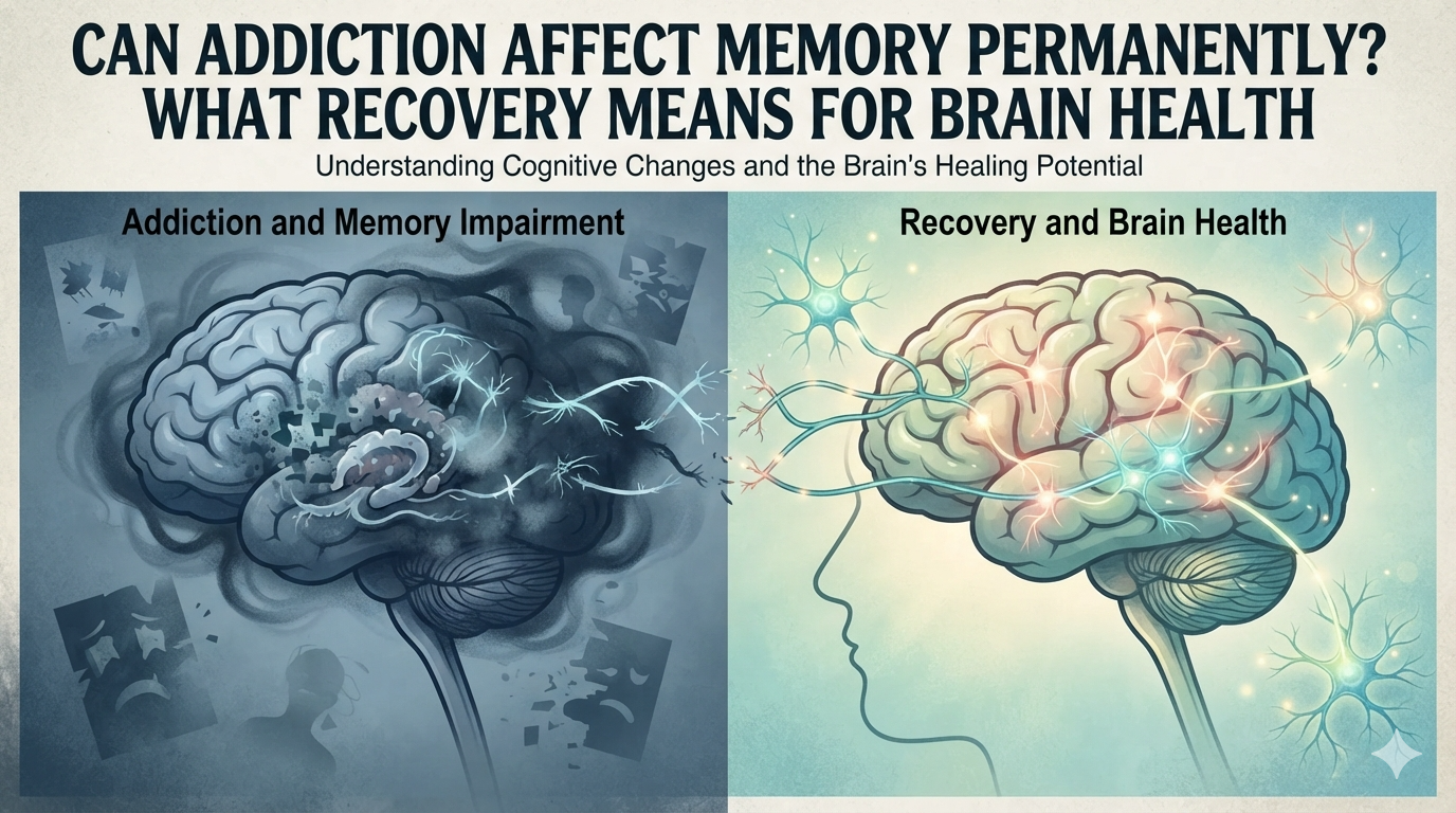Person experiencing memory problems during addiction recovery while working to improve brain health.