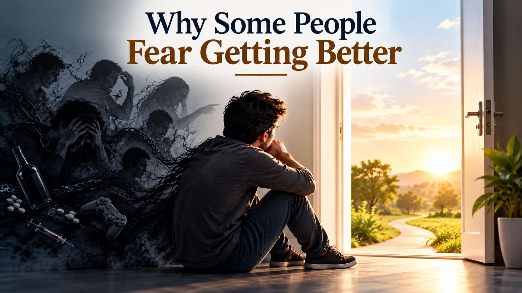 Person in addiction recovery facing fear and uncertainty about getting better