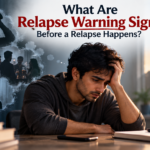 Person recognizing relapse warning signs during addiction recovery