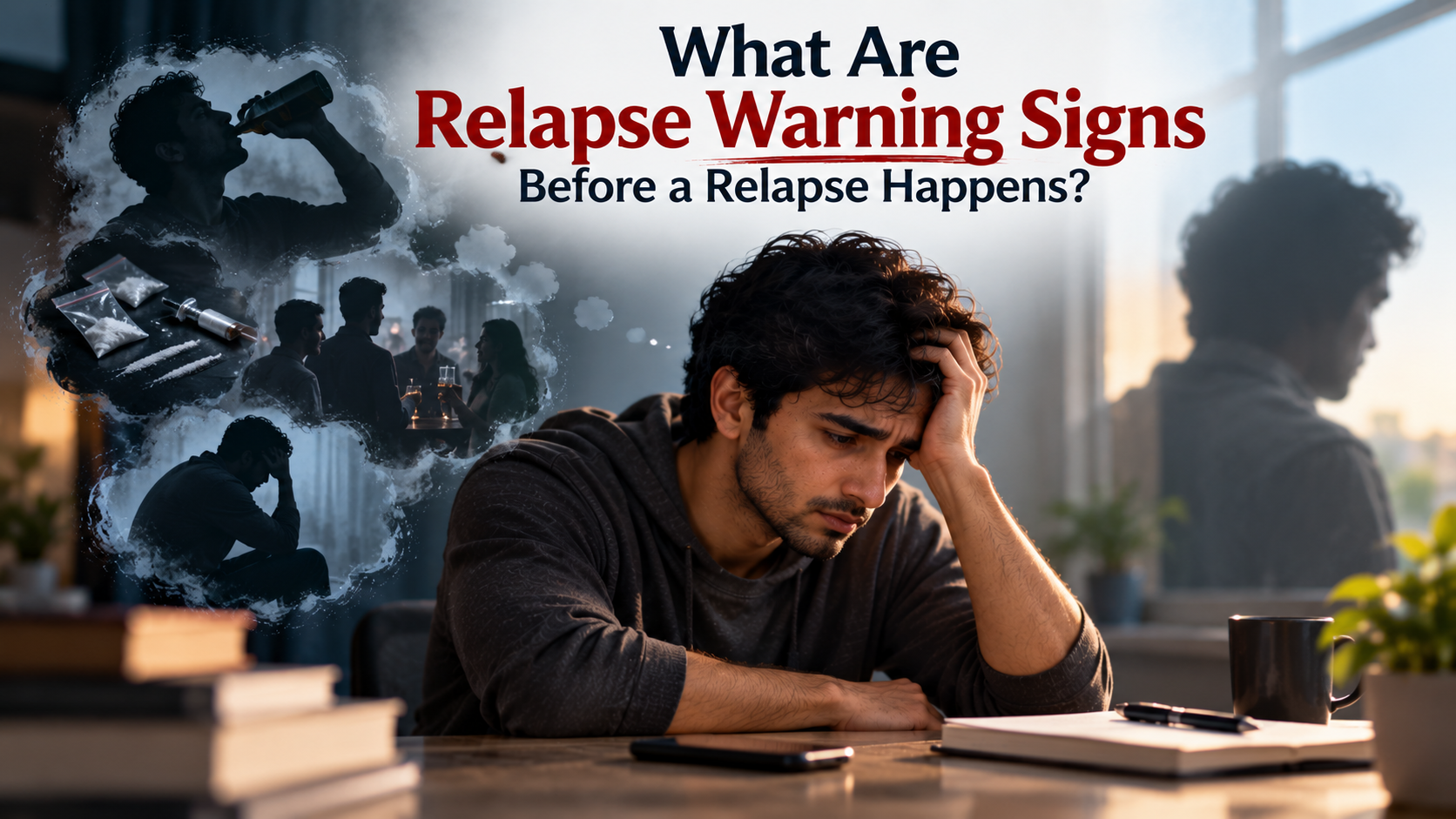 Person recognizing relapse warning signs during addiction recovery